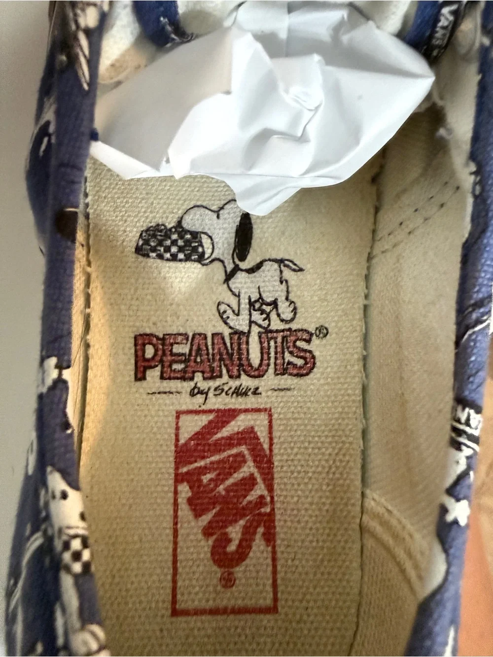 VANS x Peanuts Snoopy Navy Canvas Low Top Lace-Up Sneakers Unisex Kids 1.5